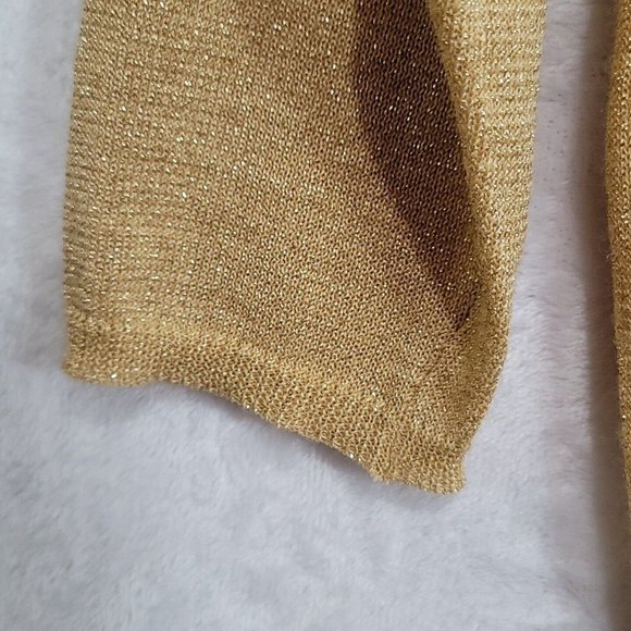 VTG Shenanigans Women's Gold Long Sleeve Button Front Sweater Cardigan Size M - Picture 10 of 14